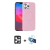 MARSİLYAN™- iPhone 15 Pro Max Kılıf Siluet Doku Özel Seri - Siyah 3D Antistatik Seramik Nano Ekran Koruyucu + PVD Metal Kamera Lens - LT