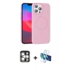 MARSİLYAN™- iPhone 15 Pro Max Kılıf Siluet Doku Özel Seri - Siyah 3D Antistatik Seramik Nano Ekran Koruyucu + Gümüş PVD Metal Kamera Lens