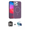 MARSİLYAN™- iPhone 15 Pro Max Kılıf Siluet Doku Özel Seri - Siyah 3D Antistatik Seramik Nano Ekran Koruyucu + PVD Metal Kamera Lens - TU