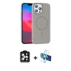 MARSİLYAN™- iPhone 15 Pro Max Kılıf Siluet Doku Özel Seri - Siyah 3D Antistatik Seramik Nano Ekran Koruyucu + PVD Metal Kamera Lens - TU