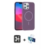 MARSİLYAN™- iPhone 15 Pro Max Kılıf Siluet Doku Özel Seri - Siyah 3D Antistatik Seramik Nano Ekran Koruyucu + PVD Metal Kamera Lens - GI