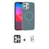 MARSİLYAN™- iPhone 15 Pro Max Kılıf Siluet Doku Özel Seri - Siyah Bilvis 0.18mm Plus Cam Ekran Koruyucu + Gümüş PVD Metal Kamera Lens