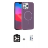 MARSİLYAN™- iPhone 15 Pro Max Kılıf Siluet Doku Özel Seri - Siyah Bilvis 0.18mm Plus Cam Ekran Koruyucu + PVD Metal Kamera Lens - TU