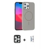 MARSİLYAN™- iPhone 15 Pro Max Kılıf Siluet Doku Özel Seri - Siyah Bilvis 0.18mm Plus Cam Ekran Koruyucu + PVD Metal Kamera Lens - LT