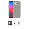 MARSİLYAN™- iPhone 15 Pro Max Kılıf Siluet Doku Özel Seri - Siyah Bilvis 0.18mm Plus Cam Ekran Koruyucu + PVD Metal Kamera Lens - GI