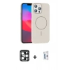 MARSİLYAN™- iPhone 15 Pro Max Kılıf Siluet Doku Özel Seri - Siyah Bilvis 0.18mm Plus Cam Ekran Koruyucu + PVD Metal Kamera Lens - LT