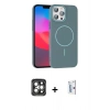MARSİLYAN™- iPhone 15 Pro Max Kılıf Siluet Doku Özel Seri - Siyah Bilvis 0.18mm Plus Cam Ekran Koruyucu + PVD Metal Kamera Lens - GI