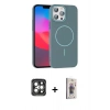 MARSİLYAN™- iPhone 15 Pro Max Kılıf Siluet Doku Özel Seri - Siyah Bilvis 3D Cam Ekran Koruyucu + PVD Metal Kamera Lens - GI