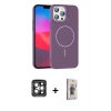MARSİLYAN™- iPhone 15 Pro Max Kılıf Siluet Doku Özel Seri - Siyah Bilvis 3D Cam Ekran Koruyucu + PVD Metal Kamera Lens - GI