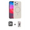 MARSİLYAN™- iPhone 15 Pro Max Kılıf Siluet Doku Özel Seri - Siyah Bilvis 3D Cam Ekran Koruyucu + PVD Metal Kamera Lens - GI