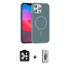 MARSİLYAN™- iPhone 15 Pro Max Kılıf Siluet Doku Özel Seri - Siyah Bilvis 3D Cam Ekran Koruyucu + PVD Metal Kamera Lens - TU
