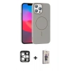 MARSİLYAN™- iPhone 15 Pro Max Kılıf Siluet Doku Özel Seri - Siyah Bilvis 3D Cam Ekran Koruyucu + PVD Metal Kamera Lens - GS