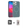 MARSİLYAN™- iPhone 15 Pro Max Kılıf Siluet Doku Özel Seri - Siyah Bilvis 3D Cam Ekran Koruyucu + PVD Metal Kamera Lens - SH