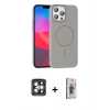 MARSİLYAN™- iPhone 15 Pro Max Kılıf Siluet Doku Özel Seri - Siyah Bilvis 3D Cam Ekran Koruyucu + PVD Metal Kamera Lens - GI