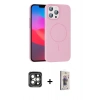 MARSİLYAN™- iPhone 15 Pro Max Kılıf Siluet Doku Özel Seri - Siyah Bilvis 3D Cam Ekran Koruyucu + PVD Metal Kamera Lens - GI