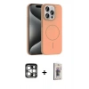 MARSİLYAN™- iPhone 15 Pro Max Kılıf Siluet Doku Özel Seri - Siyah Bilvis 3D Cam Ekran Koruyucu + PVD Metal Kamera Lens - GS