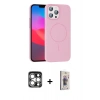 MARSİLYAN™- iPhone 15 Pro Max Kılıf Siluet Doku Özel Seri - Siyah Bilvis 3D Cam Ekran Koruyucu + PVD Metal Kamera Lens - GS