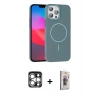 MARSİLYAN™- iPhone 15 Pro Max Kılıf Siluet Doku Özel Seri - Siyah Bilvis 3D Cam Ekran Koruyucu + PVD Metal Kamera Lens - GS