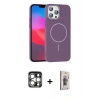 MARSİLYAN™- iPhone 15 Pro Max Kılıf Siluet Doku Özel Seri - Siyah Bilvis 3D Cam Ekran Koruyucu + PVD Metal Kamera Lens - GS