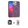 MARSİLYAN™- iPhone 15 Pro Max Kılıf Siluet Doku Özel Seri - Siyah Bilvis 3D Cam Ekran Koruyucu + PVD Metal Kamera Lens - TU