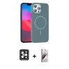 MARSİLYAN™- iPhone 15 Pro Max Kılıf Siluet Doku Özel Seri - Siyah Bilvis 3D Mat Cam Ekran Koruyucu + PVD Metal Kamera Lens - SH