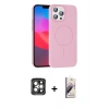 MARSİLYAN™- iPhone 15 Pro Max Kılıf Siluet Doku Özel Seri - Siyah Bilvis 3D Mat Cam Ekran Koruyucu + PVD Metal Kamera Lens - GI