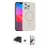 MARSİLYAN™- iPhone 15 Pro Max Kılıf Siluet Doku Özel Seri - Siyah Bilvis 3D Mat Cam Ekran Koruyucu + Raze Metal Kamera Lens - GS