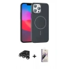 MARSİLYAN™- iPhone 15 Pro Max Kılıf Siluet Doku Özel Seri - Siyah Bilvis 3D Mat Cam Ekran Koruyucu + Raze Metal Kamera Lens - GS