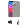 MARSİLYAN™- iPhone 15 Pro Max Kılıf Siluet Doku Özel Seri - Siyah Bilvis 3D Mat Cam Ekran Koruyucu + Raze Metal Kamera Lens - GS