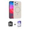MARSİLYAN™- iPhone 15 Pro Max Kılıf Siluet Doku Özel Seri - Siyah Bilvis 5in1 3D Magic Cam Ekran Koruyucu + PVD Metal Kamera Lens - TU