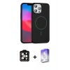MARSİLYAN™- iPhone 15 Pro Max Kılıf Siluet Doku Özel Seri - Siyah Bilvis 5in1 3D Magic Cam Ekran Koruyucu + PVD Metal Kamera Lens - TU