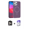 MARSİLYAN™- iPhone 15 Pro Max Kılıf Siluet Doku Özel Seri - Siyah Bilvis 5in1 3D Magic Cam Ekran Koruyucu + PVD Metal Kamera Lens - TU