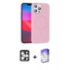 MARSİLYAN™- iPhone 15 Pro Max Kılıf Siluet Doku Özel Seri - Siyah Bilvis 5in1 3D Magic Cam Ekran Koruyucu + Gümüş PVD Metal Kamera Lens