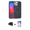 MARSİLYAN™- iPhone 15 Pro Max Kılıf Siluet Doku Özel Seri - Siyah Bilvis 5in1 3D Magic Cam Ekran Koruyucu + Raze Metal Kamera Lens - SH