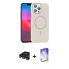 MARSİLYAN™- iPhone 15 Pro Max Kılıf Siluet Doku Özel Seri - Siyah Bilvis 5in1 3D Magic Cam Ekran Koruyucu + Raze Metal Kamera Lens - TMGI