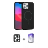 MARSİLYAN™- iPhone 15 Pro Max Kılıf Siluet Doku Özel Seri - Siyah Bilvis 5in1 3D Magic Cam Ekran Koruyucu + PVD Metal Kamera Lens - LT