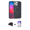 MARSİLYAN™- iPhone 15 Pro Max Kılıf Siluet Doku Özel Seri - Siyah Bilvis 5in1 3D Magic Cam Ekran Koruyucu + Raze Metal Kamera Lens - TMGI