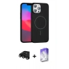 MARSİLYAN™- iPhone 15 Pro Max Kılıf Siluet Doku Özel Seri - Siyah Bilvis 5in1 3D Magic Cam Ekran Koruyucu + Raze Metal Kamera Lens - SH