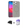 MARSİLYAN™- iPhone 15 Pro Max Kılıf Siluet Doku Özel Seri - Siyah Bilvis 5in1 3D Magic Cam Ekran Koruyucu + Raze Metal Kamera Lens - SH