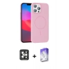 MARSİLYAN™- iPhone 15 Pro Max Kılıf Siluet Doku Özel Seri - Siyah Bilvis 5in1 3D Magic Cam Ekran Koruyucu + PVD Metal Kamera Lens - GI