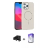 MARSİLYAN™- iPhone 15 Pro Max Kılıf Siluet Doku Özel Seri - Siyah Bilvis 5in1 3D Magic Cam Ekran Koruyucu + Raze Metal Kamera Lens - SH
