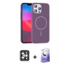 MARSİLYAN™- iPhone 15 Pro Max Kılıf Siluet Doku Özel Seri - Siyah Bilvis 5in1 5D Magic Hayalet Cam Ekran Koruyucu + PVD Metal Kamera Lens - GI