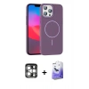 MARSİLYAN™- iPhone 15 Pro Max Kılıf Siluet Doku Özel Seri - Siyah Bilvis 5in1 5D Magic Hayalet Cam Ekran Koruyucu + Gümüş PVD Metal Kamera Lens