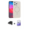 MARSİLYAN™- iPhone 15 Pro Max Kılıf Siluet Doku Özel Seri - Siyah Bilvis 5in1 5D Magic Hayalet Cam Ekran Koruyucu + Raze Metal Kamera Lens - GS