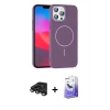 MARSİLYAN™- iPhone 15 Pro Max Kılıf Siluet Doku Özel Seri - Siyah Bilvis 5in1 5D Magic Hayalet Cam Ekran Koruyucu + Titanyum Gri Raze Metal Kamera Lens