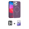 MARSİLYAN™- iPhone 15 Pro Max Kılıf Siluet Doku Özel Seri - Siyah Bilvis 5in1 5D Magic Hayalet Cam Ekran Koruyucu + PVD Metal Kamera Lens - LT