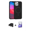MARSİLYAN™- iPhone 15 Pro Max Kılıf Siluet Doku Özel Seri - Siyah Bilvis 5in1 5D Magic Hayalet Cam Ekran Koruyucu + Titanyum Gri Raze Metal Kamera Lens