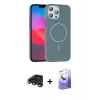 MARSİLYAN™- iPhone 15 Pro Max Kılıf Siluet Doku Özel Seri - Siyah Bilvis 5in1 5D Magic Hayalet Cam Ekran Koruyucu + Titanyum Gri Raze Metal Kamera Lens