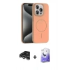 MARSİLYAN™- iPhone 15 Pro Max Kılıf Siluet Doku Özel Seri - Siyah Bilvis 5in1 5D Magic Hayalet Cam Ekran Koruyucu + Raze Metal Kamera Lens - GS