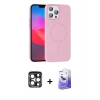 MARSİLYAN™- iPhone 15 Pro Max Kılıf Siluet Doku Özel Seri - Siyah Bilvis 5in1 5D Magic Hayalet Cam Ekran Koruyucu + PVD Metal Kamera Lens - LT